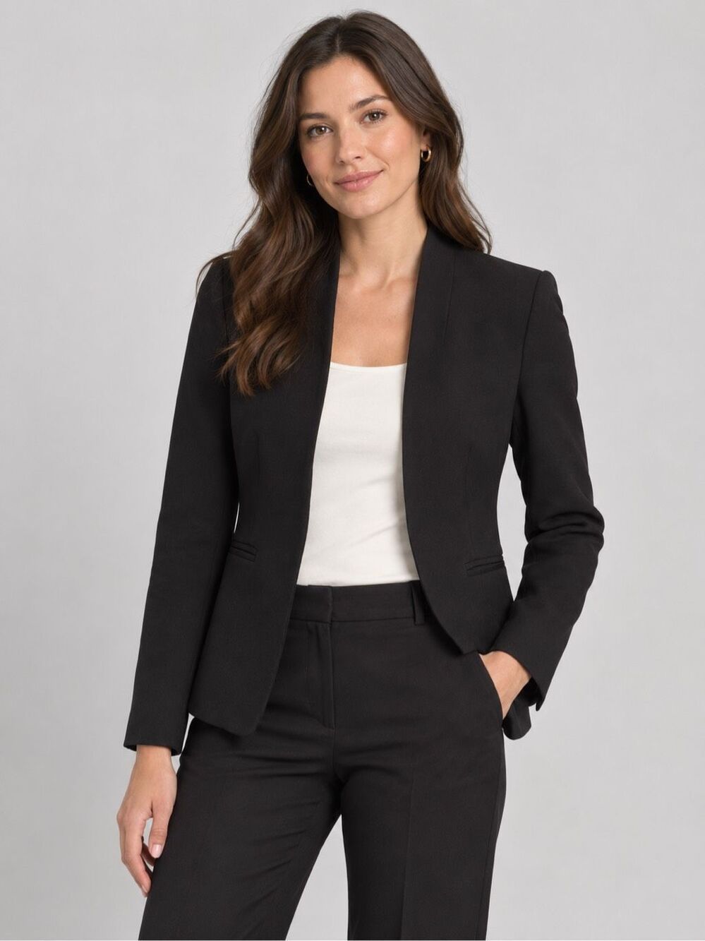 J.Crew 365 Women’s Black Open Front Blazer Size 0 Stretch Career Work Jacket